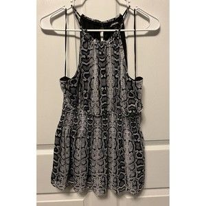 M Express Medium Snake Animal Print Sleeveless Blouse Tank Waist Reptile Top